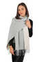 Gray Cream Double Sided Winter Shawl - 2