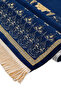Navy Blue Mandala Pattern Embossed Special Woven Prayer Rug - 3