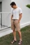 Dark Stone Color Cargo Pocket Men's Capri Shorts 5737
