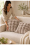 Brown Plush Throw Pillow Cover Set of Two - Modern Stylish Retro Living Room Decor - Luxury Home Decoration - 3