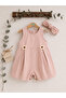 Dusty Rose Baby Girl Jumpsuit with Knitted Floral Accessories