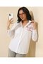 Women's Embroidery Detailed Poplin Fabric Oversize Shirt (with Text and Heart Embroidery) - 3