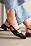 Women's Sandals Short Thick Heeled Knitted Shoes Mary Jane Black - 5