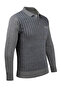 Men's Polo Neck Knitwear Gray Sweater Patterned Steel Knit Classic Fit - 5002F - 4