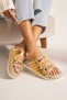 Quilted Buckle Home Outdoor Women's Slippers – Gold - 3