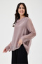 Women's Powder Italian Degaje Collar Long Sleeve Lined Silk Blouse 38 - 42 Size