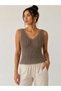 Twist Knot Detailed Premium Women's Knitwear Blouse – V-Neck Knit Textured Stylish Cropped Design - 4