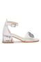 Yangu Sand Silvery Stone Girl's 3 cm Transparent Heeled Sandals Evening Dress Shoes - 3