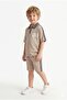 Boy's Printed Short Sleeve Shorts 2-Piece Set M00831 Brown - 2