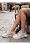 D26Ya 3870 Cream Genuine Leather Women's Shoes - 3