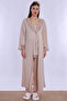 Cotton Long Robe Maternity Postpartum Breastfeeding Pajama Set Effortt - Beige - 3
