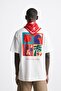 Crew Neck Afraid of Real World Printed White Oversize Men's T-Shirt