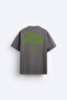 Crew Neck Move Ahead Written Coordinate Printed Oversize Smoked Men's T-Shirt - 4