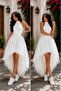 Full Size Recommended-Women/Girls Short Front Long Back Pearl Tulle Evening Dress(Baby Shower,Wedding,Engagement,Nikah,Henna,Party,Ball) - 3
