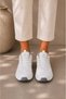 Women's White Thick Sole Comfortable Sneaker - 2