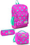 Kids Neon Pink Water Green Heart Patterned 3-Piece School Bag Set SET0123113