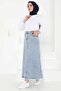 Skirt with Button Detail on Sides Ice Blue - 27161 - 3