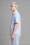 100% Cotton Boxy Fit Printed Gabardine Short Sleeve Light Blue Shirt I3053Ax26Hs - 4