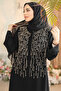 Bead Embroidered Silver Hijab Ferace 29106GMS - 4