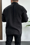 Men's Loose Modal Fabric Shirt Black Edw267 - 4