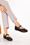 Genuine Leather Anatomical Sole Comfortable Daily Perforated Ballerinas Vtg.416 Black