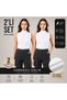 Women's Combed Cotton Half Fisherman Sleeveless Undershirt Set of 2 - White High Neck Undergarment