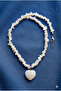 Handmade Heart Shaped Moonstone Pendant with Pendant Chain and Cracked Stone Necklace - 4