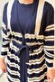 Horizontal Stripe Sleeveless Tunic Cardigan Trousers 3-Piece Set Knitwear Set - 5