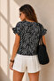 Women's Black Zebra Sleeve Ruffle Camisole T-Shirt TSH-19000417 - 5