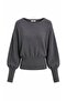 Women's Popular Asymmetrical Boat Neck Knitwear Sweater Anthracite - 2
