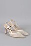 Select 609 stone detail satin heel shoe (10cm) white satin