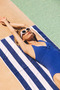 2-Pack 100% Cotton Large Size Soft Quick-Drying Striped Beach Bath Towel Unisex 75X150 - 5