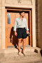 Pelio Navy Blue Cotton Linen Men's Shorts - 6