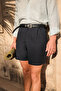 Pelio Navy Blue Cotton Linen Men's Shorts - 4