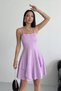 Thin Straps Skirt with Fold Detail Lilac Evening Dress White Graduation Dress - 3