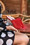 Akva red knit transparent heeled evening slippers 8 cm - 3