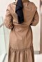 Belted Dress with Embroidered Collar - 4