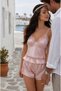 Satin Lace and Slit Detailed Short Shorts Set - Bridal & Honeymoon Collection - 2