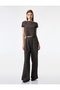 Bürümcük Fabric Textured Wide Leg Palazzo Trousers