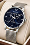 Men's Wrist Watch Steel Case & Steel Band Silver-Blue Zmfer191 - 2