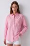 Pink Wrapped Detailed Striped Shirt - 4