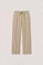 Beige Linen Blend Men's Trousers with Elastic Waist