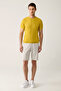 Men's Mustard Crew Neck Textured Cotton Regular Fit Knitwear T-Shirt E005027 - 5