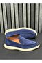 Navy Blue Suede Leather Men's Shoes - 4