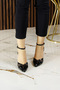 Liana Black Patent Leather Vegan Mesh Pointed Toe Classic Thin Heeled Shoes - 2