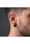 Black Colored Striped Steel Men's Earrings E428 - 2