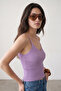 Women's Rope Strap Ribbed Knitwear Undershirt Lilac 23S1017 - 2