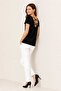 Short Sleeve V Neck Blouse with Cross Back Detail