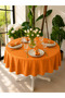 Pearl Velvet Textured Stain-Resistant Orange Round Tablecloth (Napkins Not Included) - 2