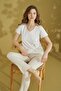 Polka Dot Patterned V-Neck Pajama Set - 2